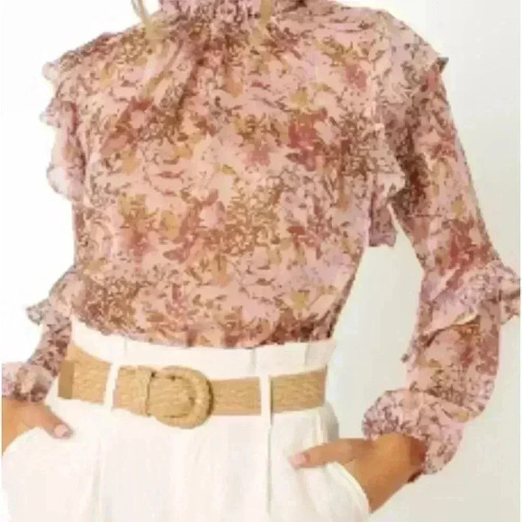 Sheer turtle neck floral blouse size: Small - Picture 1 of 11
